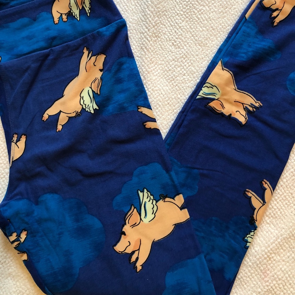 OS LuLaRoe Leggings Flying Pigs